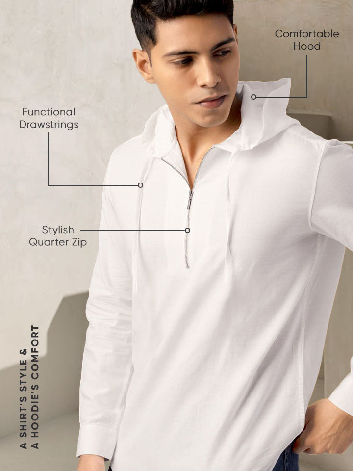 Cotton-Linen Hooded Shirt - Cocoon