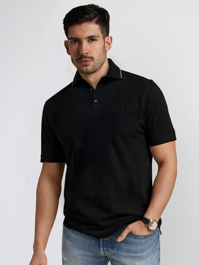 Dusk black Cotton Polo T-Shirt