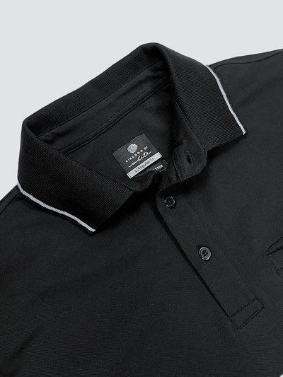 Dusk black Cotton Polo T-Shirt
