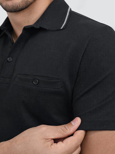 Dusk black Cotton Polo T-Shirt