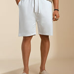 White Knitted Cotton Shorts - Edge