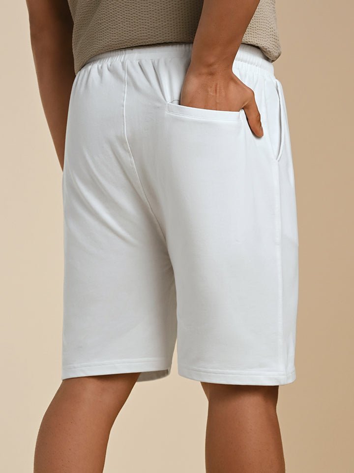 White Knitted Cotton Shorts - Edge