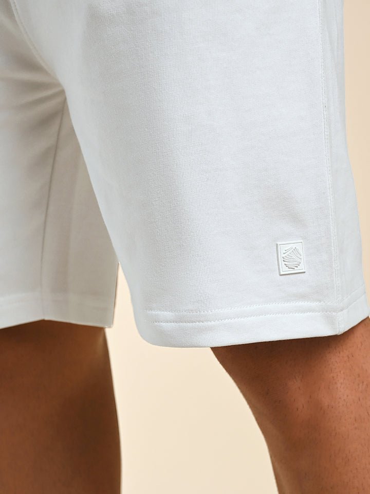 White Knitted Cotton Shorts - Edge