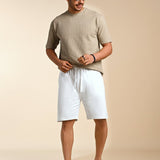 White Knitted Cotton Shorts - Edge