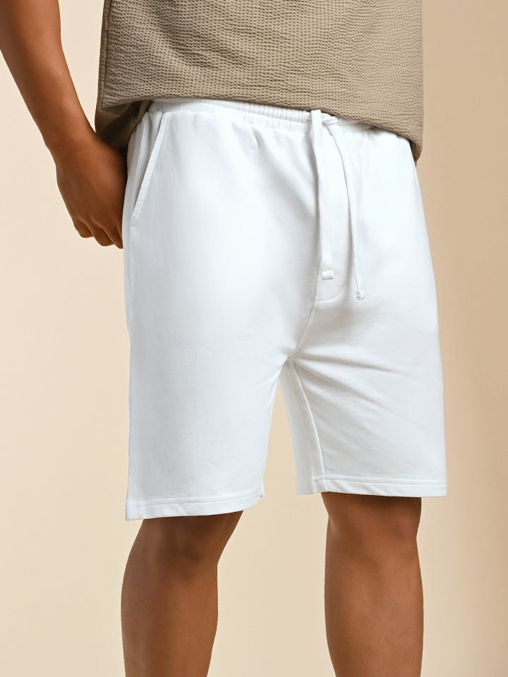 White Knitted Cotton Shorts - Edge