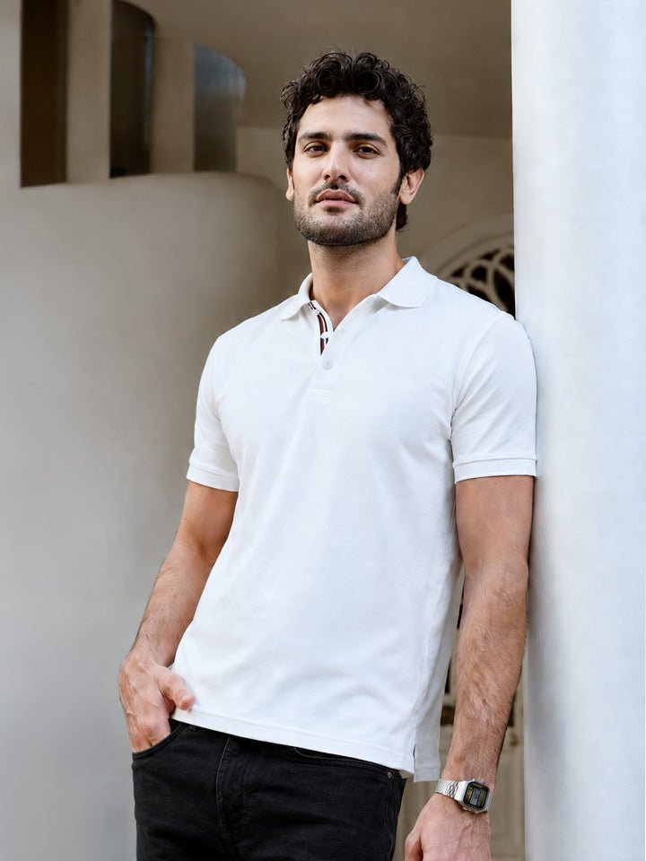 Golfer White Cotton Pique Polo T-Shirt