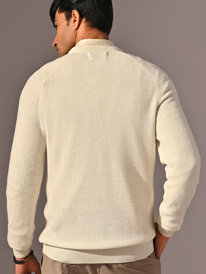 Round Neck Rib-knit Sweater - Grizzly