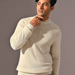 Grizzly White Round Neck Acrowool Sweater