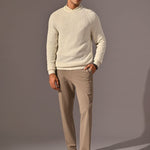 Grizzly White Round Neck Acrowool Sweater