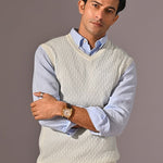 Haze White V-Neck Sleeveless Sweater