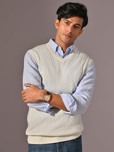 Haze White V-Neck Sleeveless Sweater