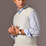 V-neck Sleeveless Sweater - Haze