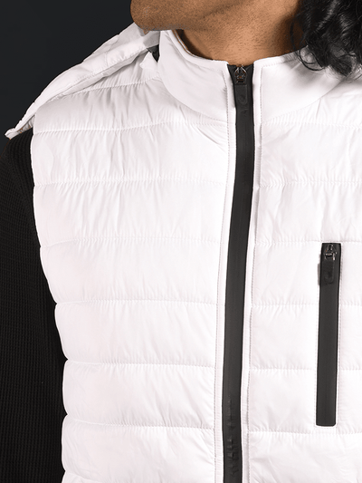 Iceberg White Detachable Hood Puffer Jacket