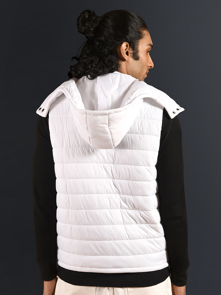 Detachable Hooded Puffer Jacket - Iceberg