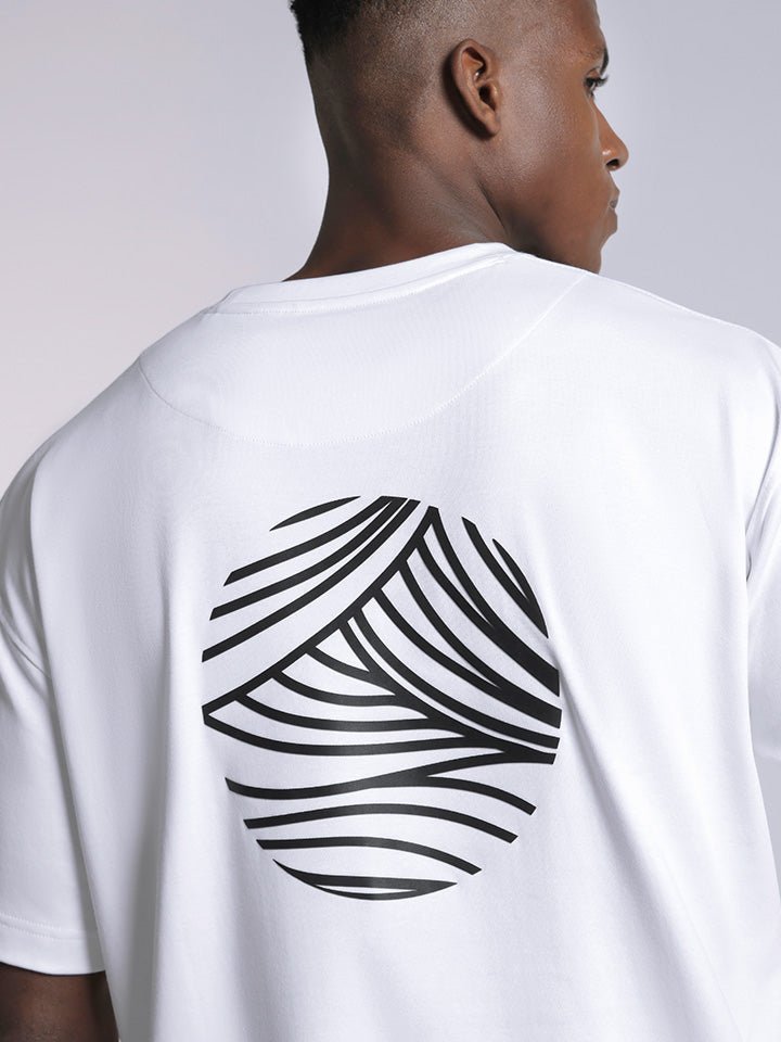 moon print cotton White tshirt