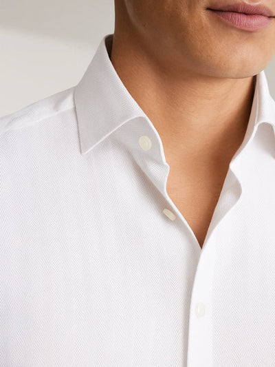 Reed White Giza Cotton Taped Shirt