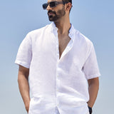 100% Linen Shirt with Mandarin Collar - Relajarse