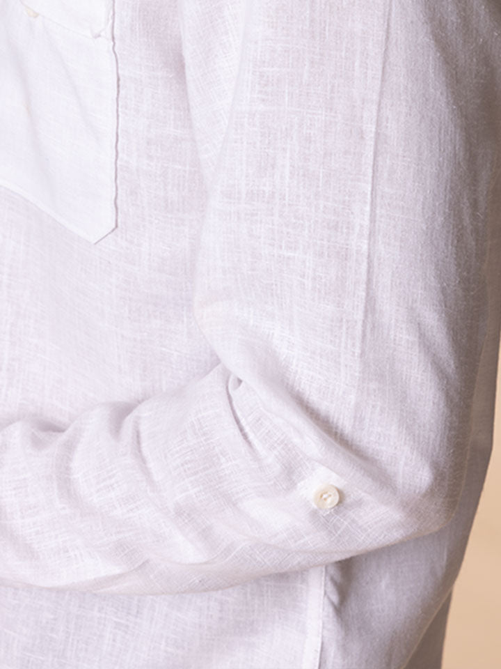 Mandarin Collar Cotton Shirt - Root In