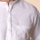 Mandarin Collar Cotton Shirt - Root In