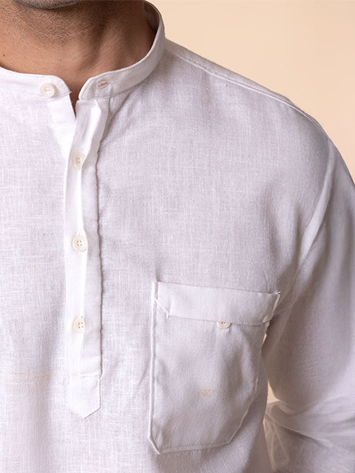 Mandarin Collar Cotton Shirt - Root In