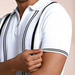 Black & white knitted polo T-shirt – stylish cotton knitwear