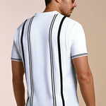 Black & white knitted polo T-shirt – stylish cotton knitwear