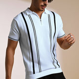 Black & white knitted polo T-shirt – stylish cotton knitwear