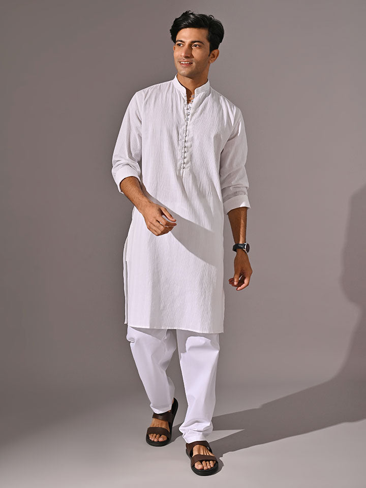 Mandarin Collar Dobby Kurta - Sattva