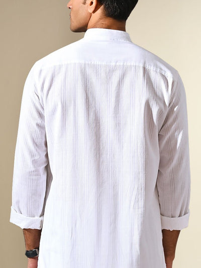 Sattva White Mandarin Collar Kurta