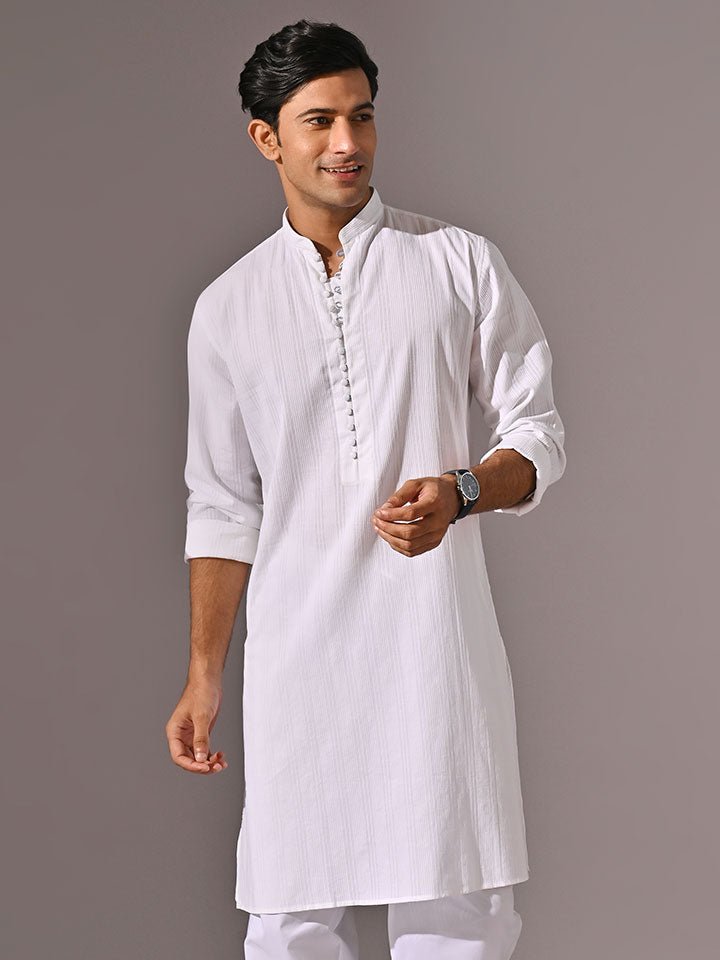 Mandarin Collar Dobby Kurta - Sattva