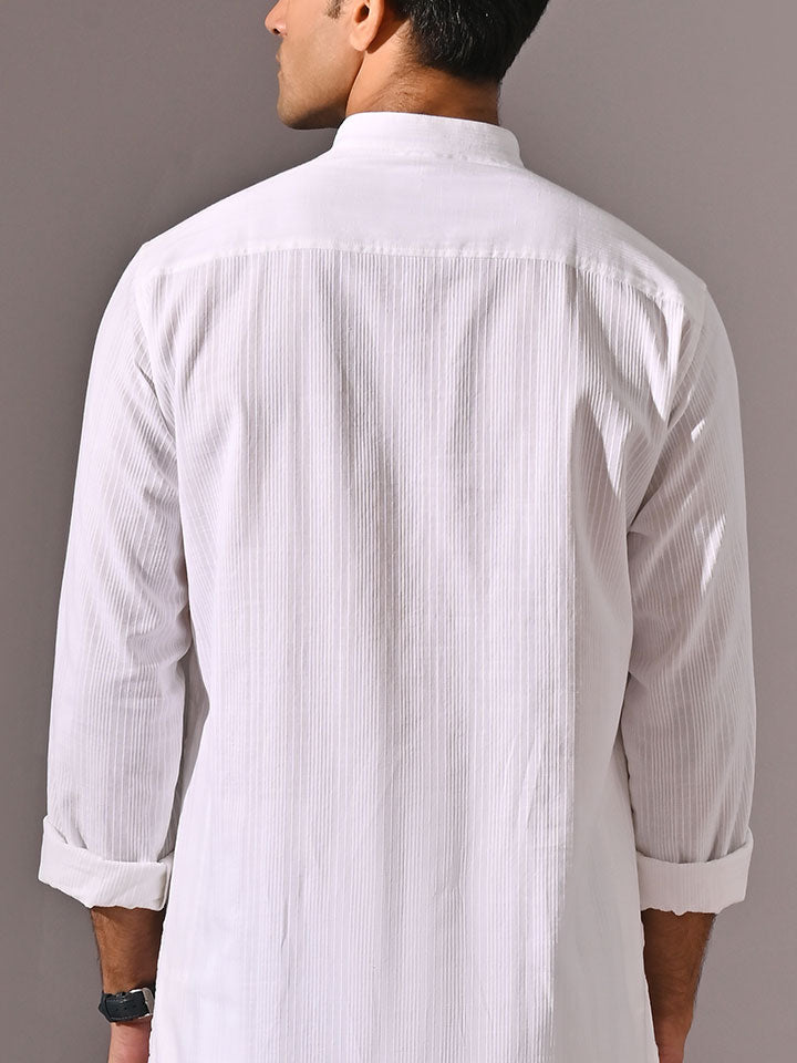 Mandarin Collar Dobby Kurta - Sattva