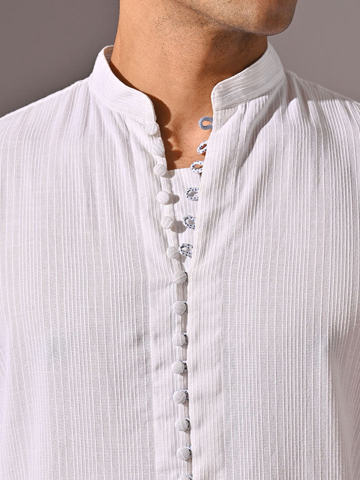 Mandarin Collar Dobby Kurta - Sattva