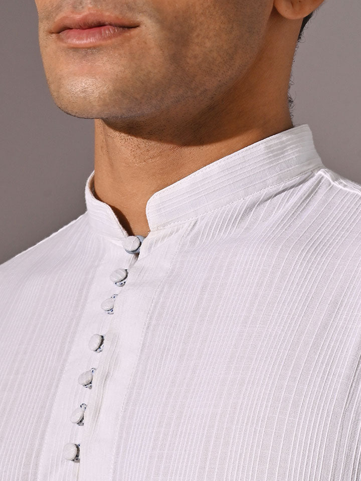 Mandarin Collar Dobby Kurta - Sattva