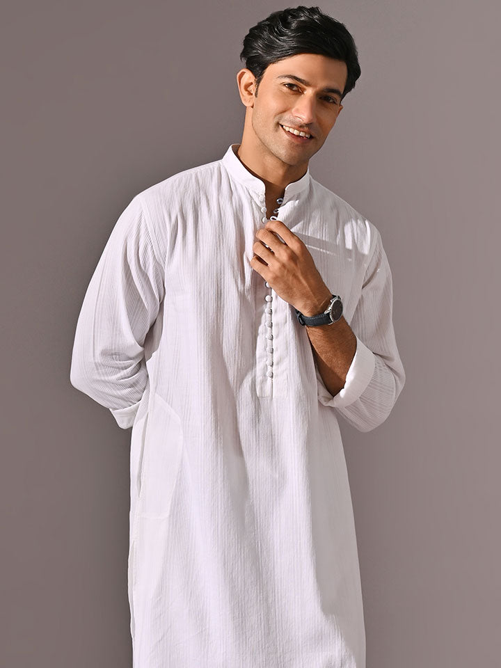 Mandarin Collar Dobby Kurta - Sattva