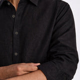 Shadow 100% European Linen Black Shirt