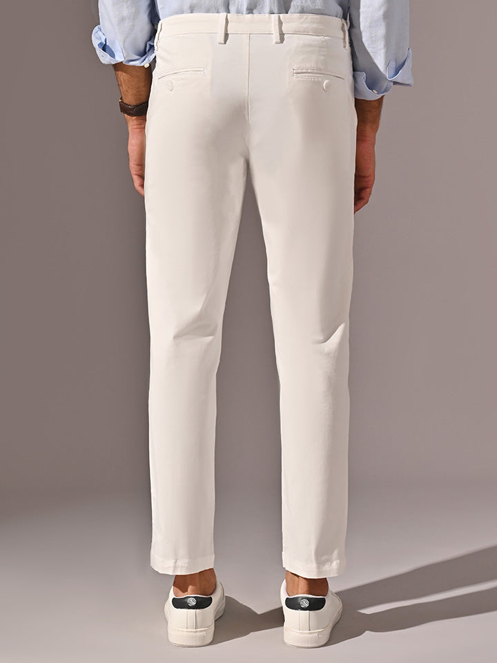 Comfort Fit Stretch Cotton White Chinos - Stride