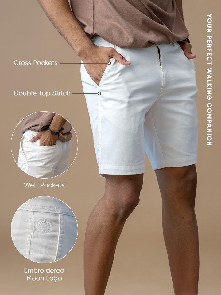 White Cotton Stretch Shorts - Stroll