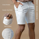 White Cotton Stretch Shorts - Stroll