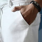 Men's White Linen Shorts - Bay