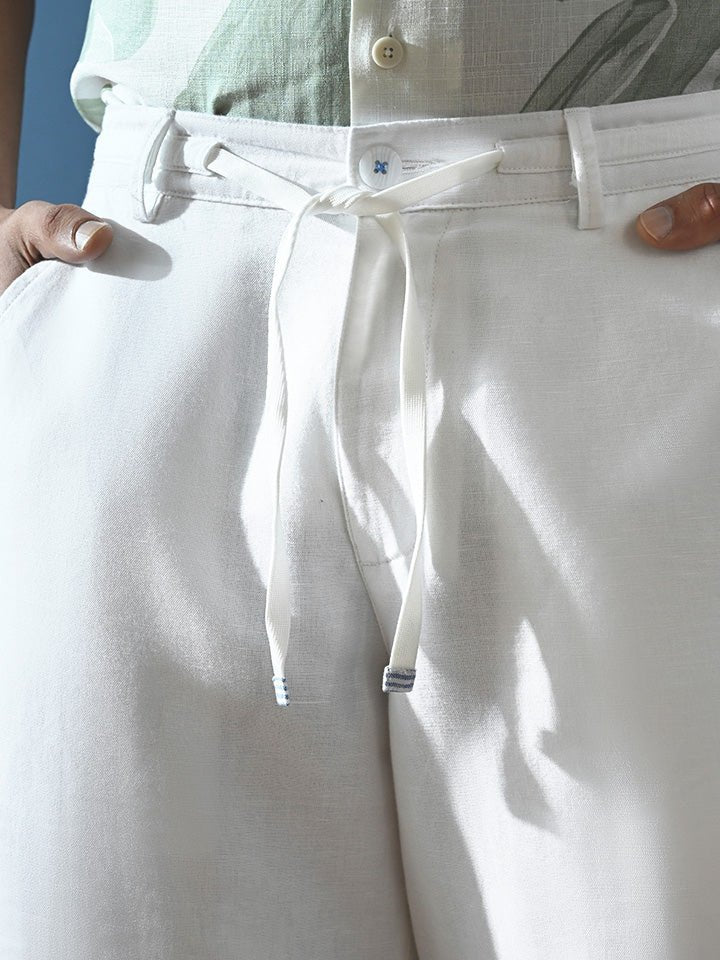 Men's White Linen Shorts - Bay