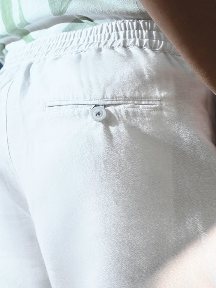 Men's White Linen Shorts - Bay
