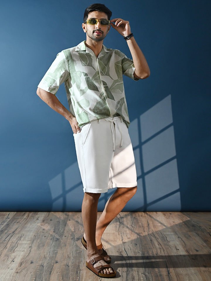 Men's White Linen Shorts - Bay