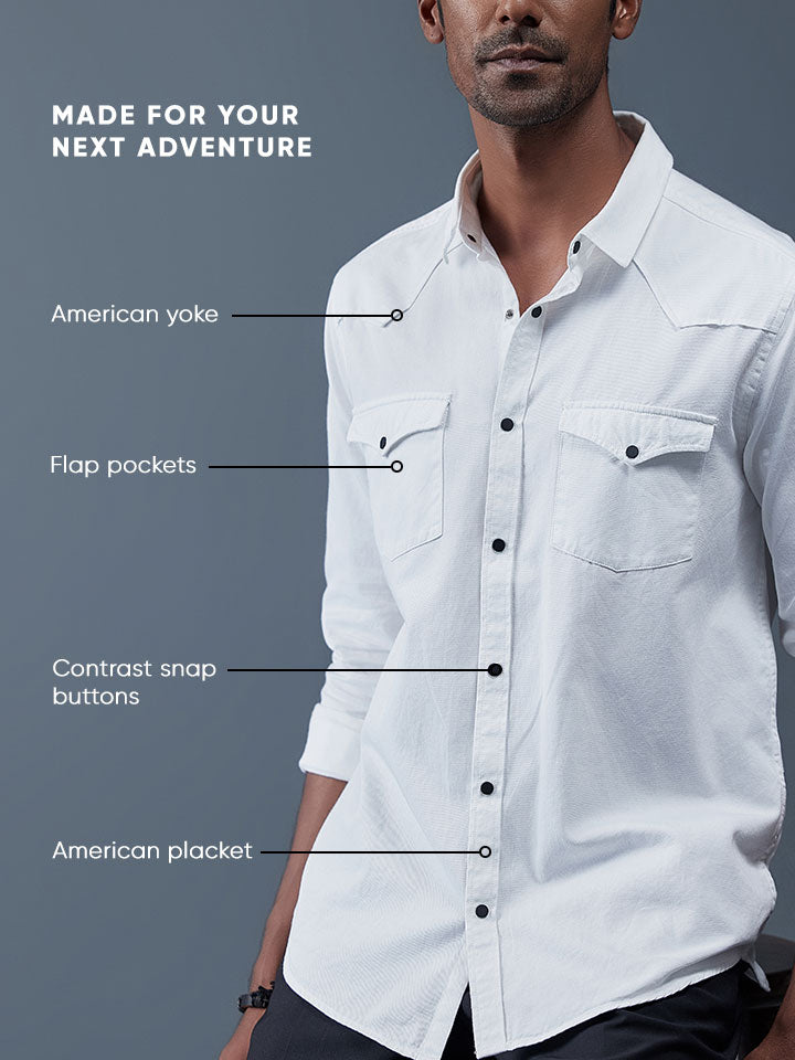 Cotton Twill Biker Shirt - Caravan