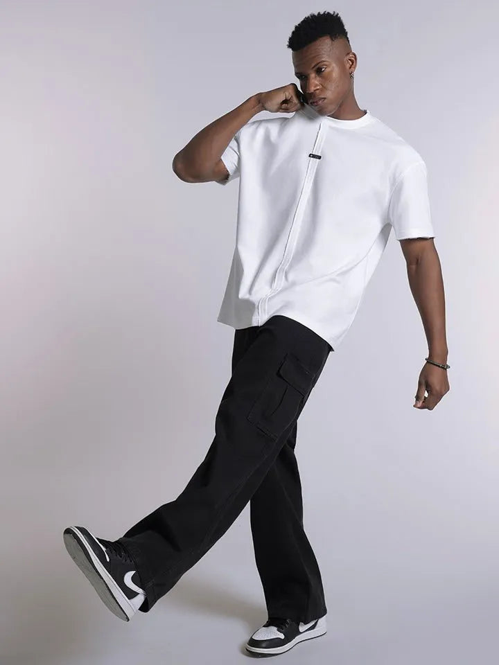 Black & White quality stretch cotton Tshirt Mashup