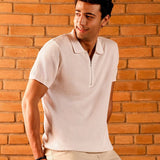 Knitted Zipper T-shirt - Zipped Cream