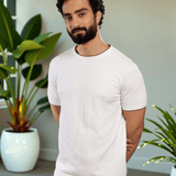 White Crew Neck Cotton T-Shirt - Maze
