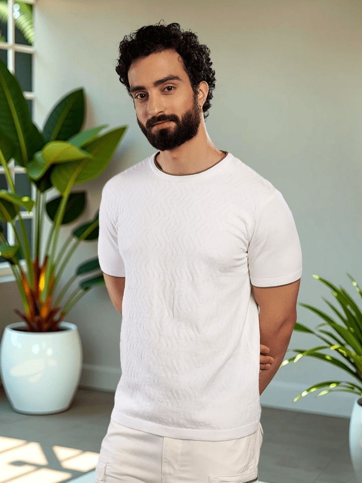 White Crew Neck Cotton T-Shirt - Maze