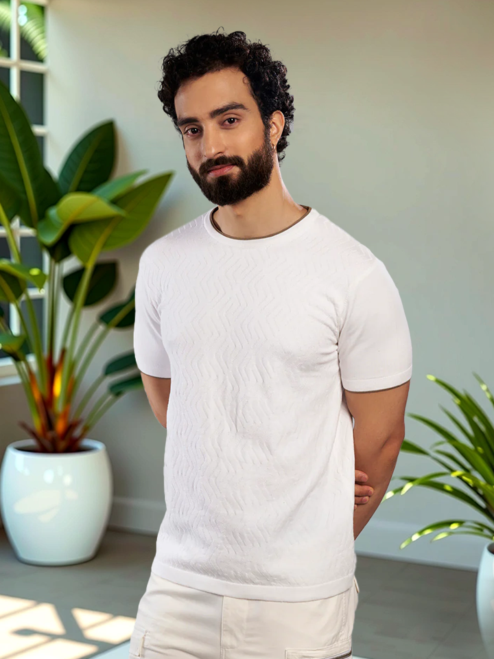 Textured Cotton T-shirt - Maze