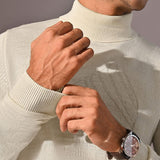 Turtle Neck Knitted Sweater - Moonscape