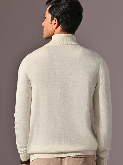 Moonscape White Turtle Neck Knit tshrt